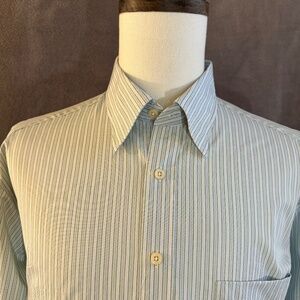 New Henry Jacobson Lg sea-foam cotton hidden button down collar sport shirt